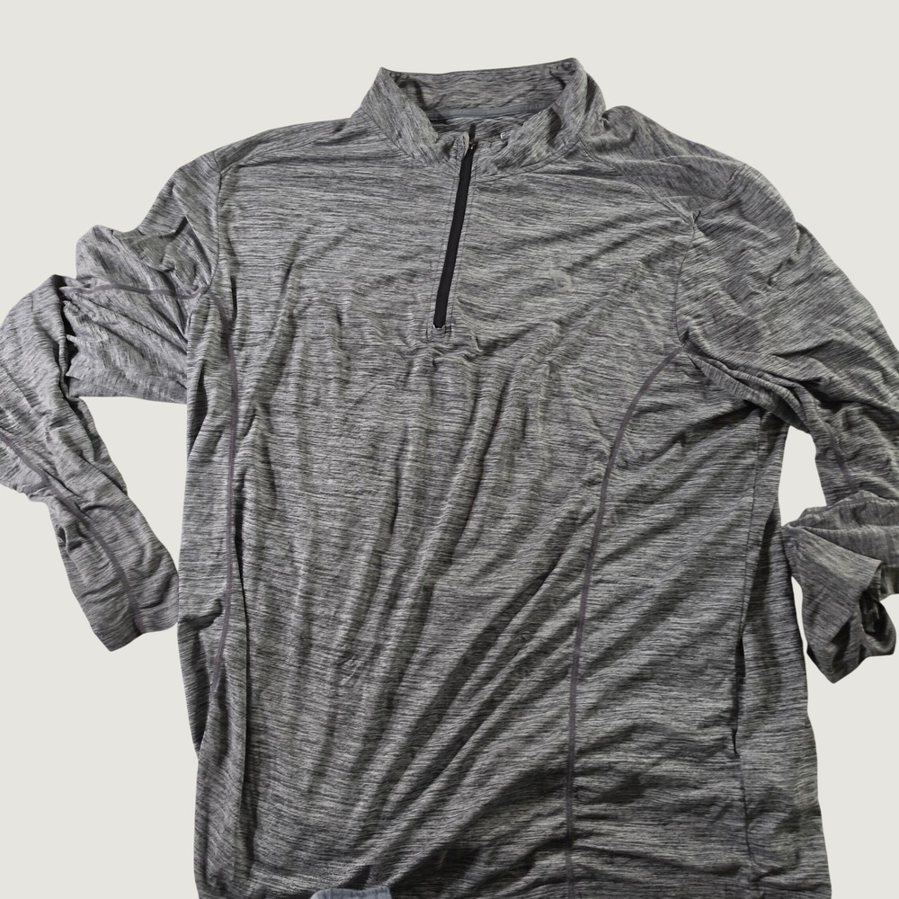 Baleaf Mens Grey Space Dye Quarter Zip Pullover Athletic Long Sleeve Shirt XL